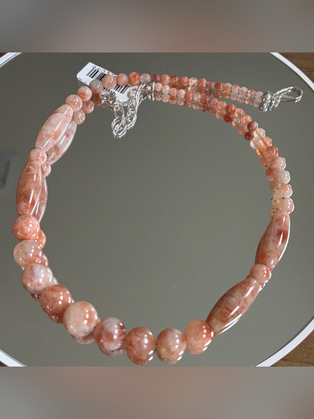 Jay King Sterling Silver Tanzanian Sunstone Beaded Necklace 18" NWT
